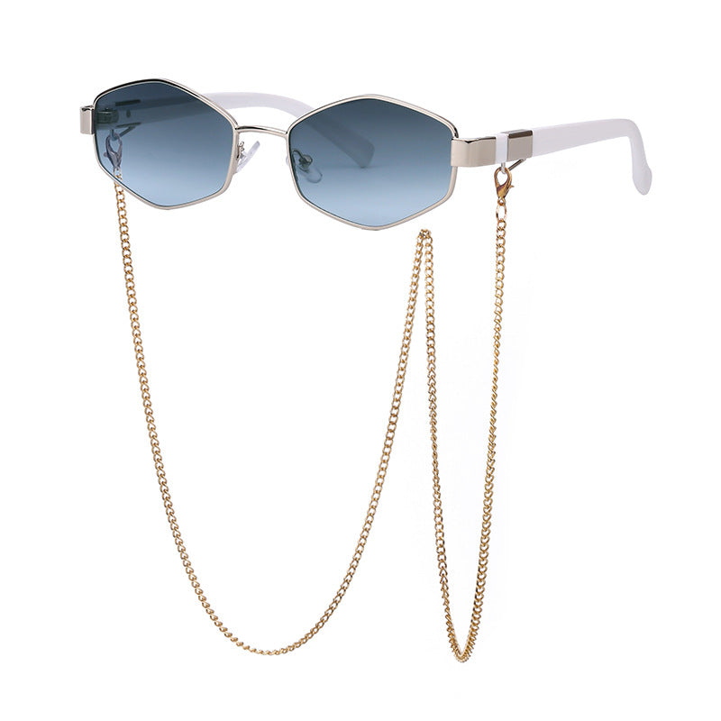 Fashion Chain Irregular Frame Sunglasses