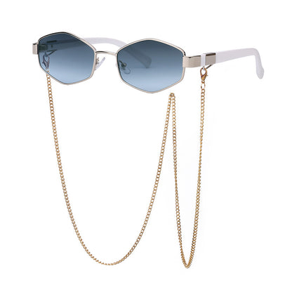 Fashion Chain Irregular Frame Sunglasses