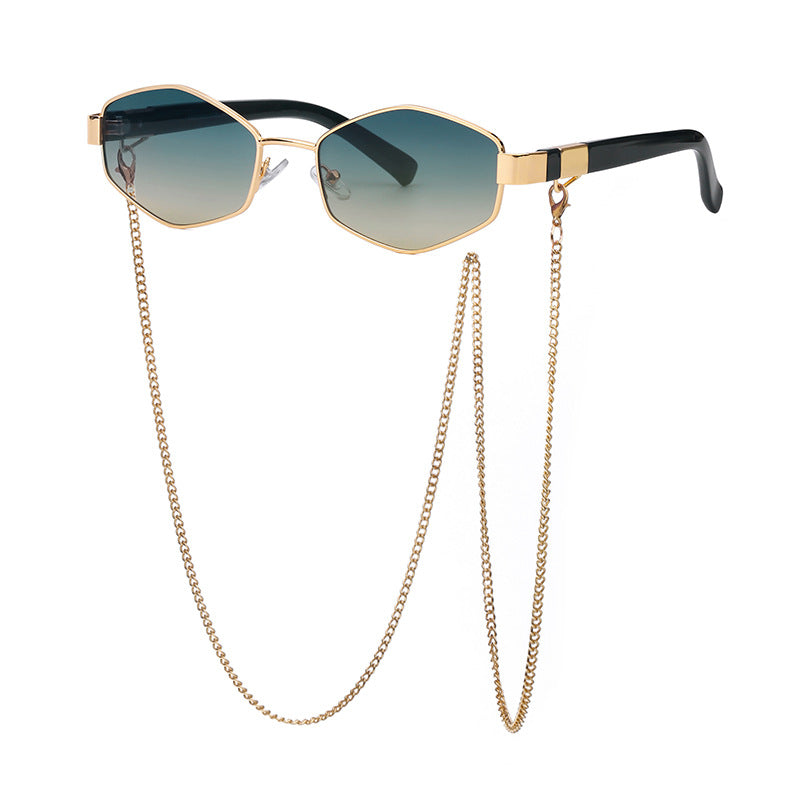 Fashion Chain Irregular Frame Sunglasses
