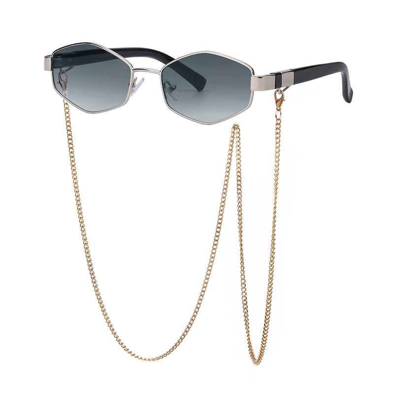 Fashion Chain Irregular Frame Sunglasses