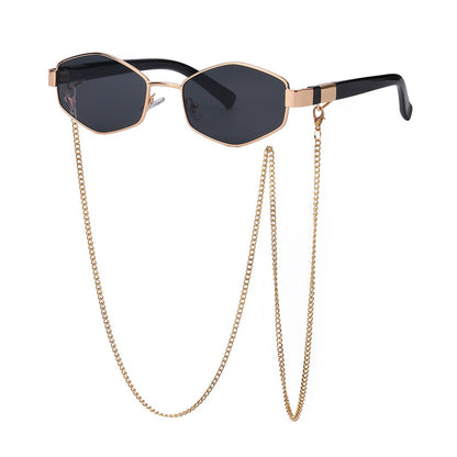 Fashion Chain Irregular Frame Sunglasses
