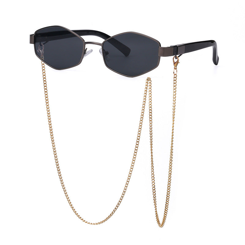 Fashion Chain Irregular Frame Sunglasses