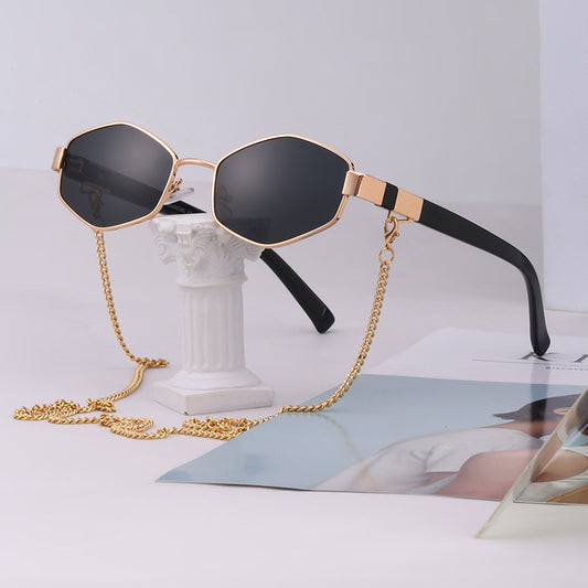 Fashion Chain Irregular Frame Sunglasses
