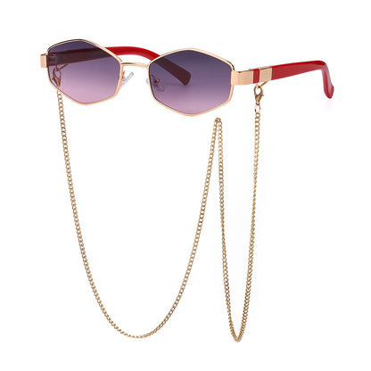 Fashion Chain Irregular Frame Sunglasses